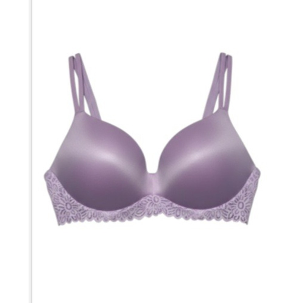 No Boundaries Lavender Lace XL Trim Wireless T-Shirt Bra Purple